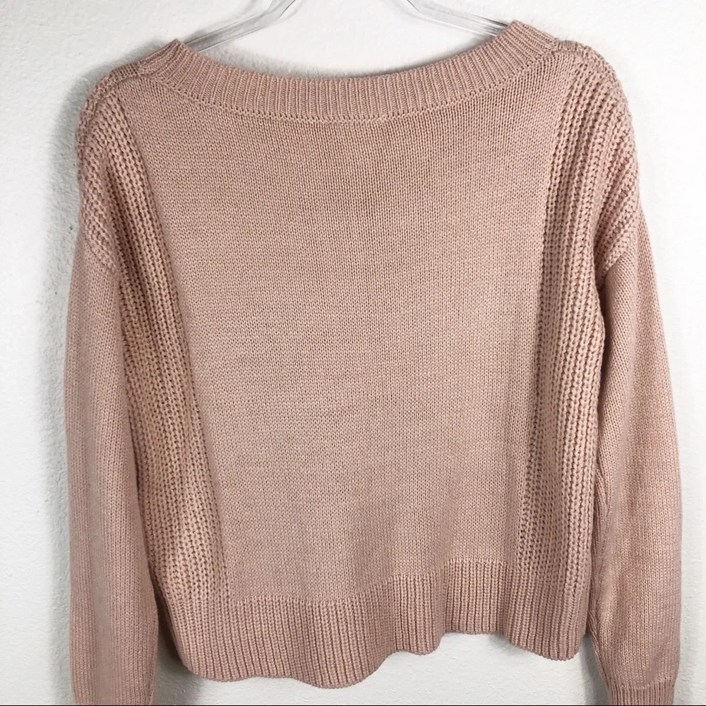 Aeropostale Blush‎ Pink Gold Detail Knit Sweater S